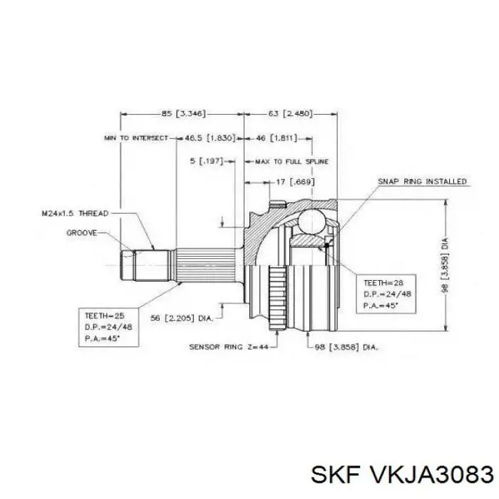 ШРУС наружный передний VKJA3083 SKF