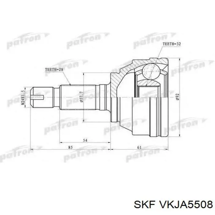 Шарнир равных угловых скоростей передний/задний VKJA5508 SKF