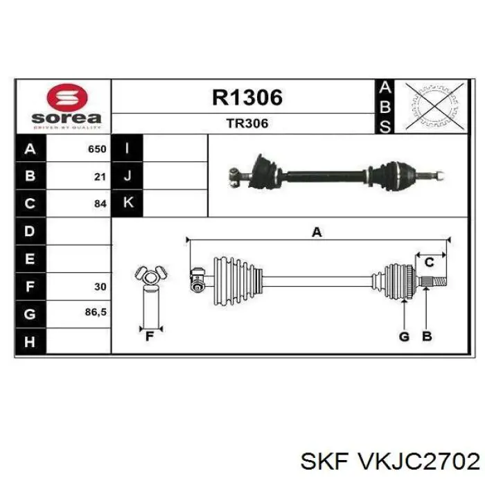 Левая полуось Renault (RVI) 7701349785