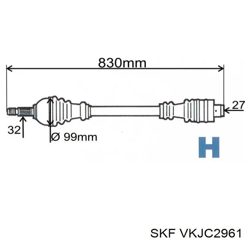 VKJC2961 SKF полуось (привод передняя)