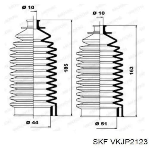 Пыльник рулевого механизма (рейки) левый VKJP2123 SKF