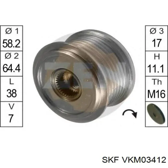 Купить VKM03412 SKF Шкив ремня генератора
