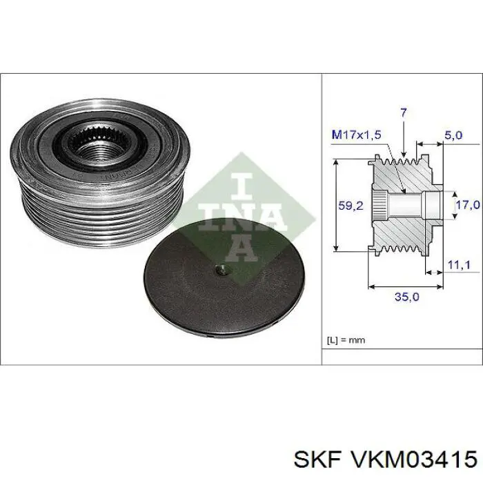 Шкив генератора SKF VKM03415