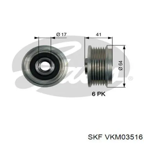 VKM 03516 SKF шкив генератора