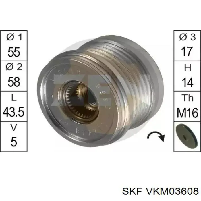 Купить VKM03608 SKF Шкив ремня генератора