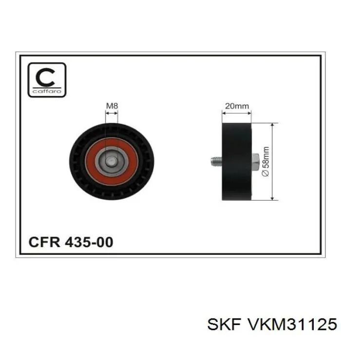 Rodillo, correa trapecial poli V VKM31125 SKF