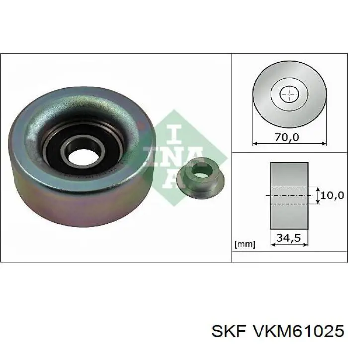 Ролик приводного ременя, паразитний VKM61025 SKF