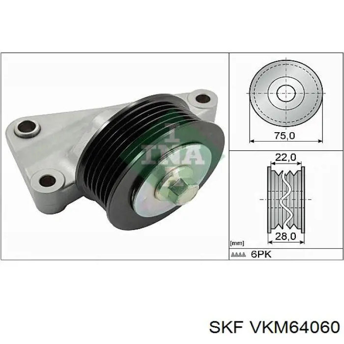 VKM 64060 SKF rolo parasita da correia de transmissão