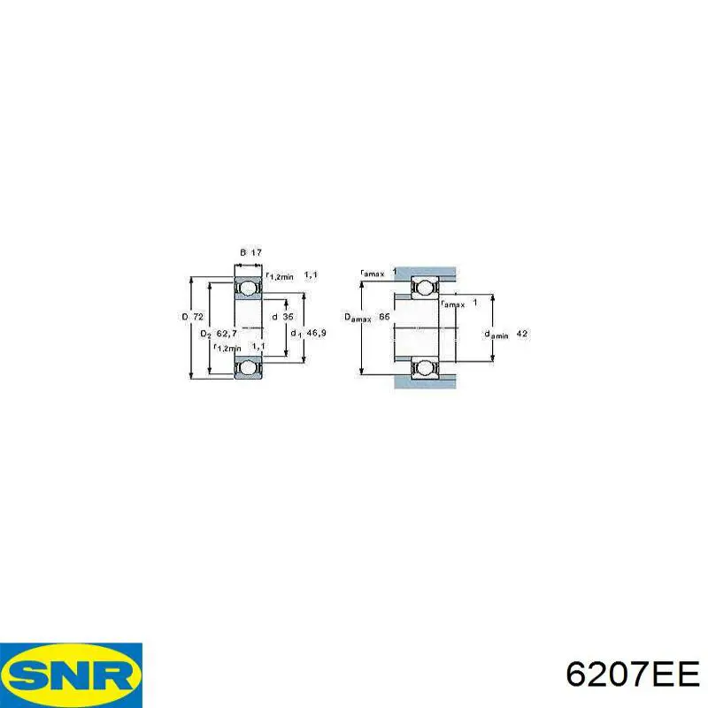 6207.EE SNR подвесной подшипник передней полуоси