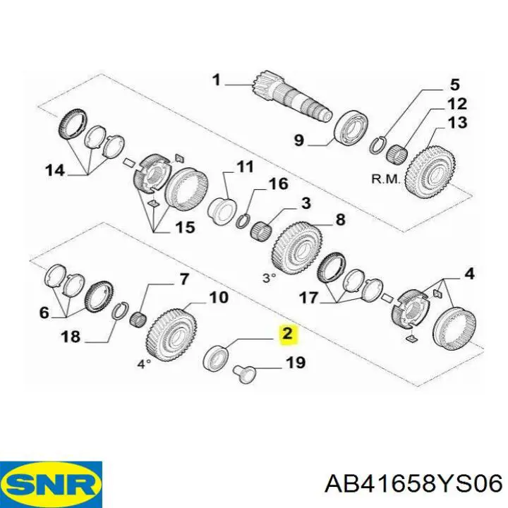 Подшипник вторичного вала КПП SNR AB41658YS06 цена, от 26.43 USD