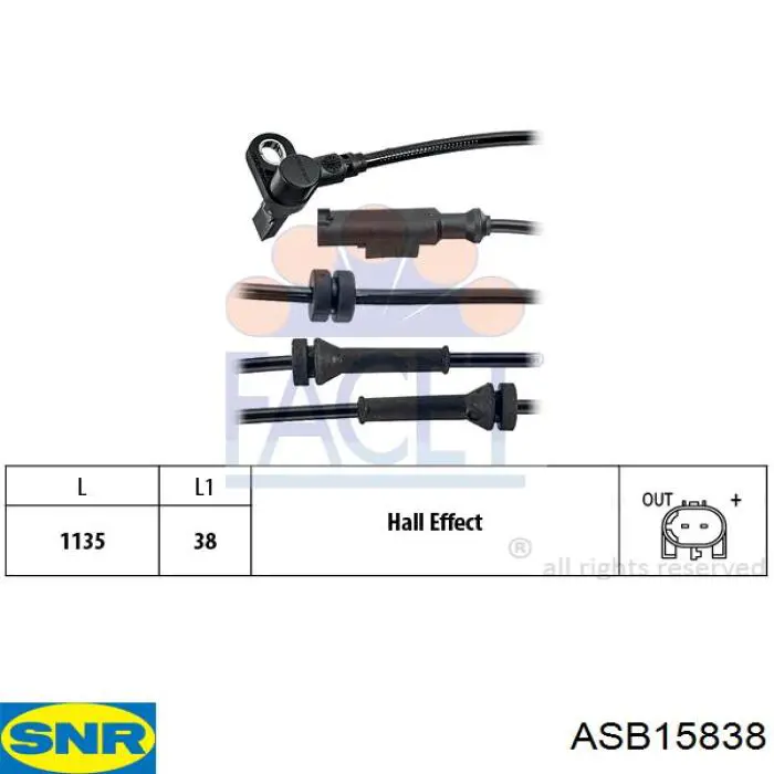 Датчик АБС (ABS) передний левый ASB15838 SNR