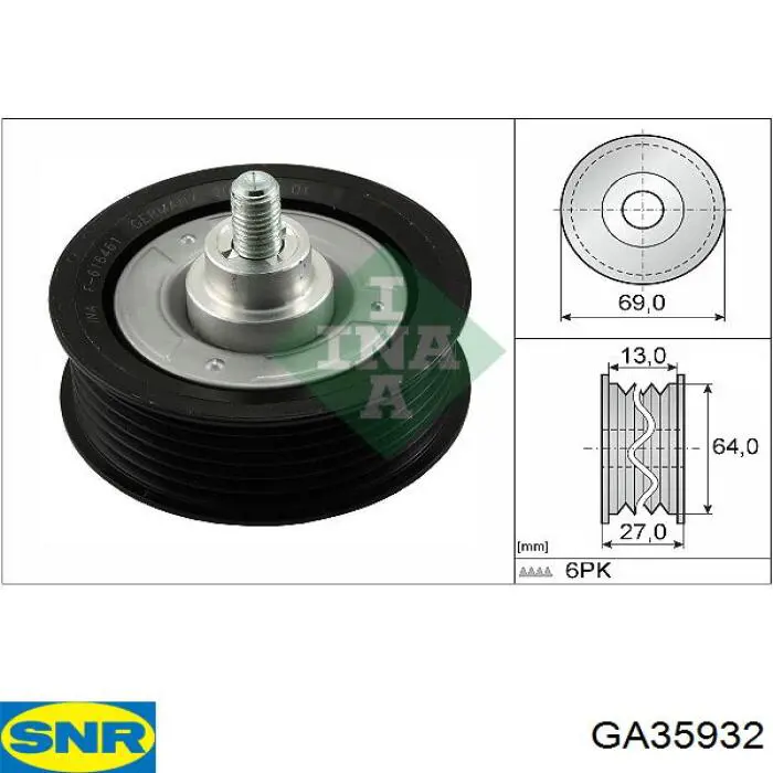 Паразитный ролик приводного ремня SNR GA35932 цена, от 20.88 USD