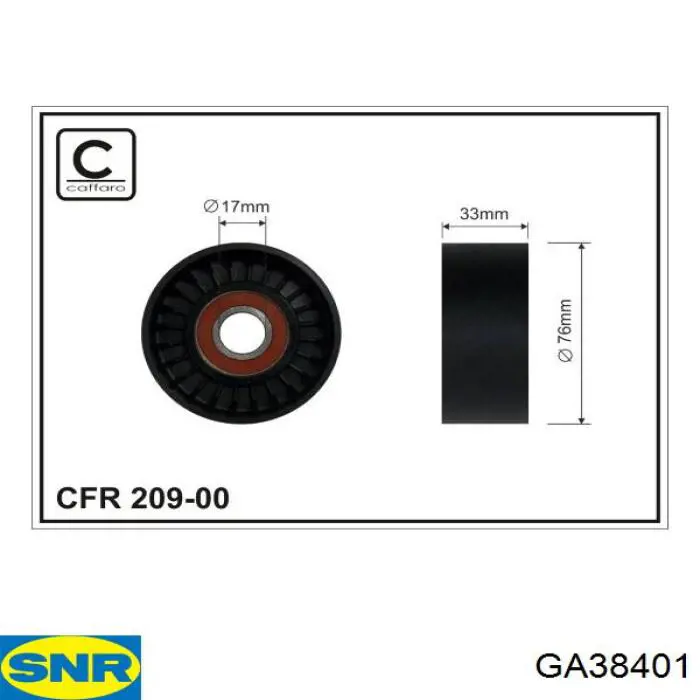 Rodillo, correa trapecial poli V GA38401 SNR