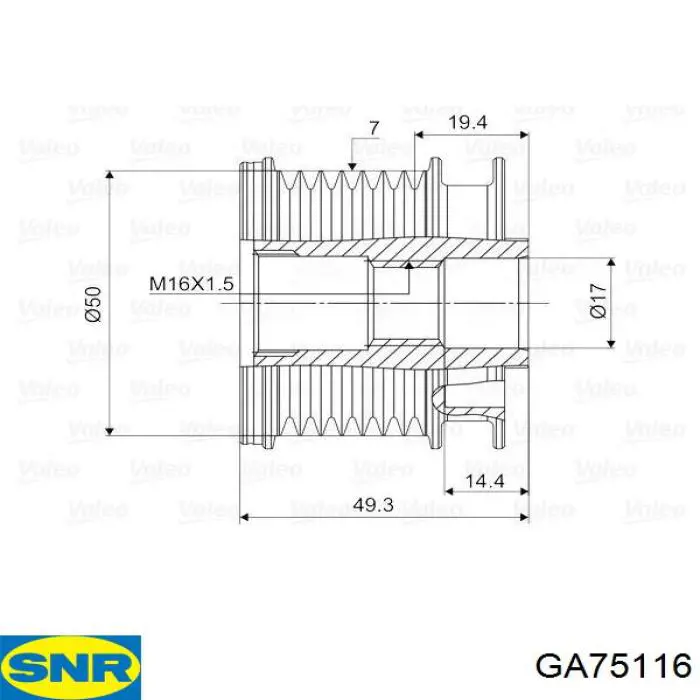 Шкив генератора GA75116 SNR