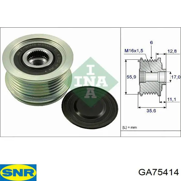 GA75414 SNR шкив генератора