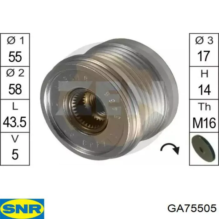 Купить GA75505 SNR Шкив ремня генератора