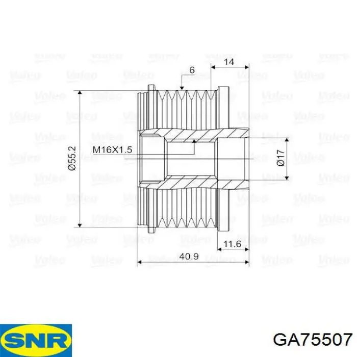 Купить GA75507 SNR Шкив ремня генератора