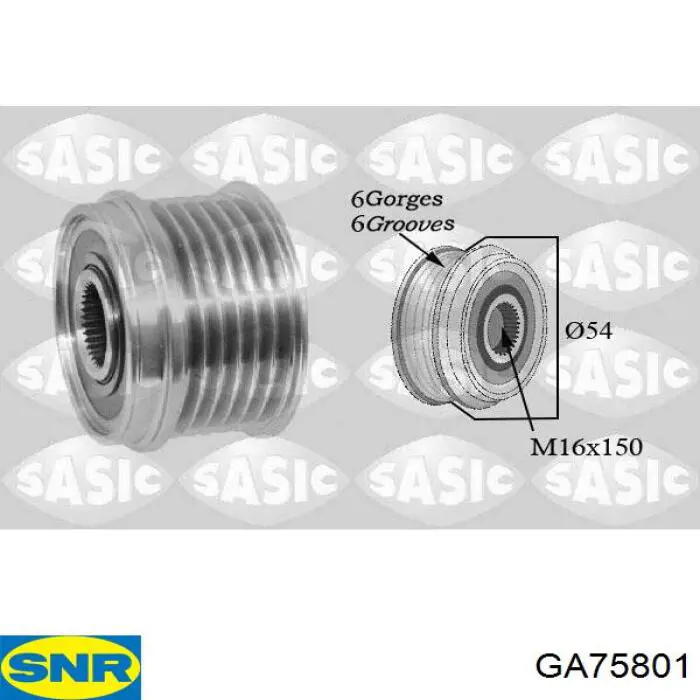 Купить GA75801 SNR Шкив ремня генератора