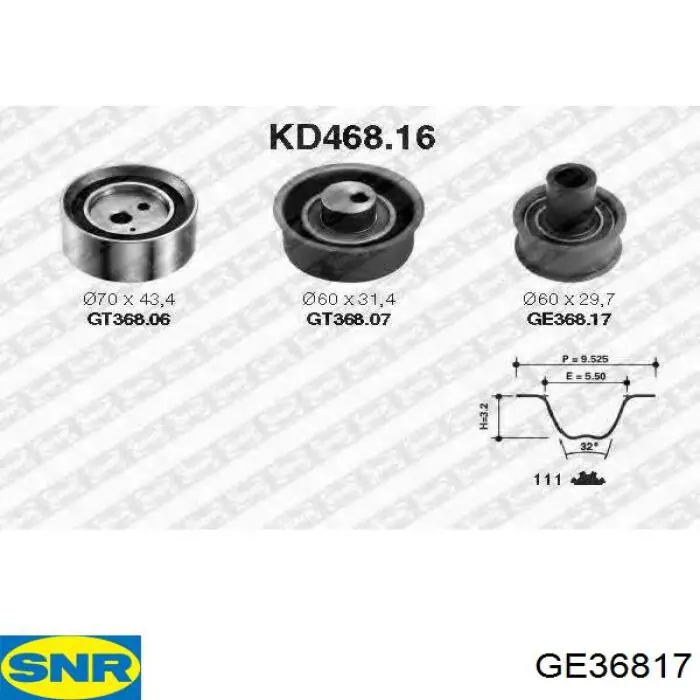 Обводной ролик ремня ГРМ SNR GE36817 цена, от 31.57 USD