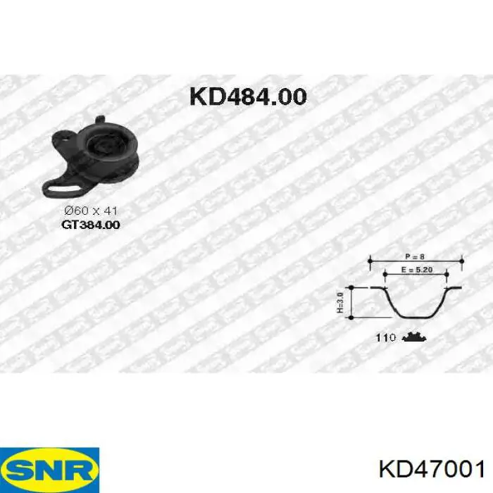 Ремень ГРМ, комплект SNR KD47001