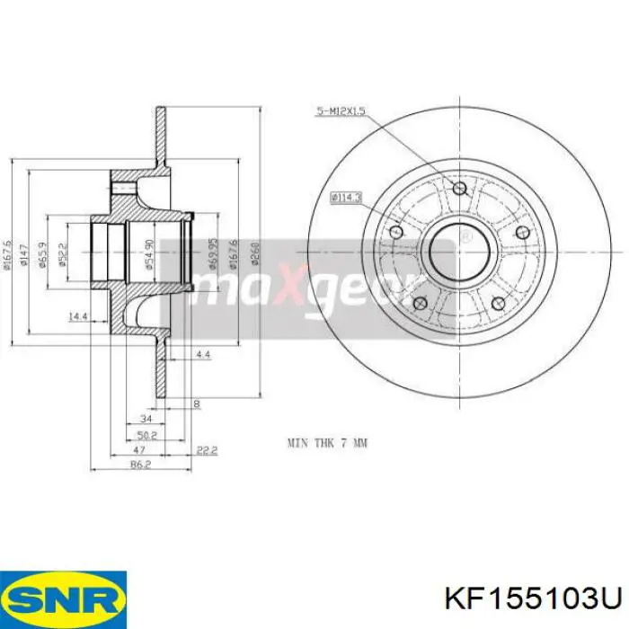 Тормозные диски KF155103U SNR