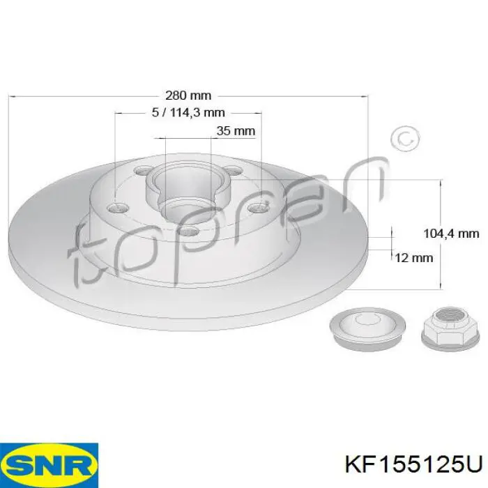 Задний тормозной диск SNR KF155125U цена, от 118.91 USD