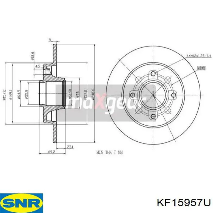 Купить KF15957U SNR Диск тормозной задний