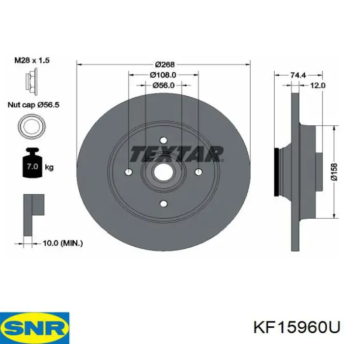Купить KF15960U SNR Диск тормозной задний