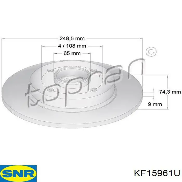 Задний тормозной диск SNR KF15961U цена, от 96.74 USD