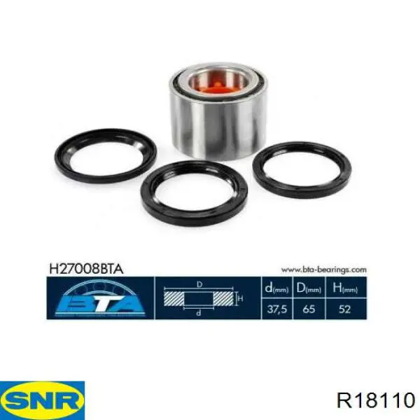 Подшипник задней ступицы R18110 SNR
