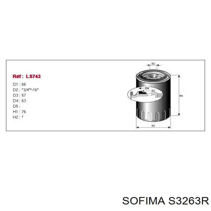 Фильтр масла Sofima S3263R