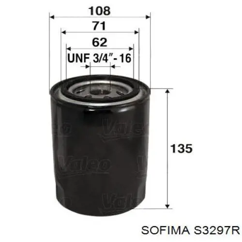 Filtro de aceite S3297R Sofima