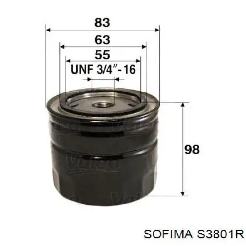 Фільтр масляний S3801R Sofima