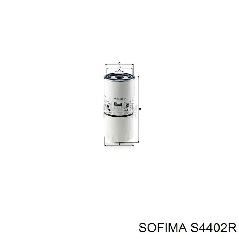 Filtro de aceite S4402R Sofima