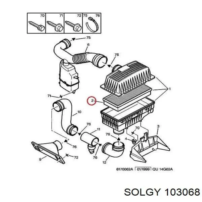 103068 Solgy Воздушный фильтр двигателя