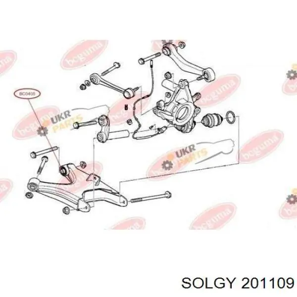 Сайлентблок заднего нижнего рычага 201109 Solgy