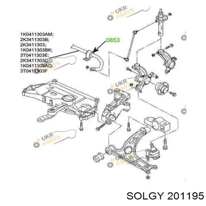 Втулка переднего стабилизатора Solgy 201195 цена, от 4.58 USD