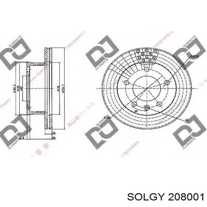 208001 Solgy Диск тормозной передний