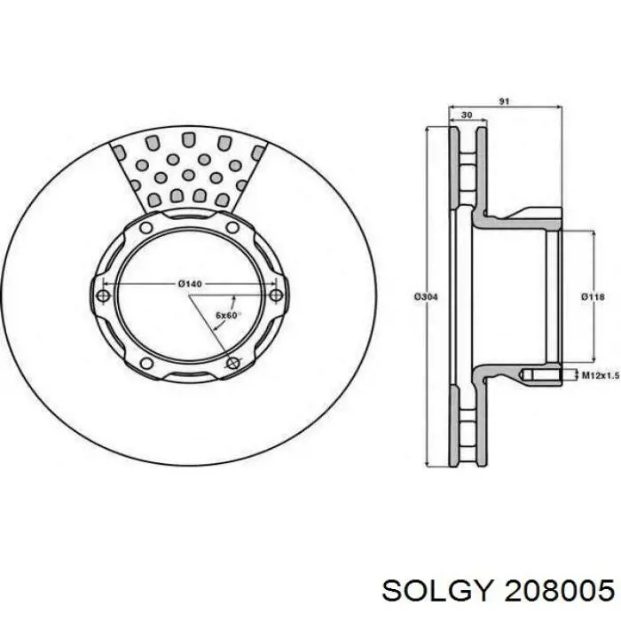 208005 Solgy Диск тормозной передний