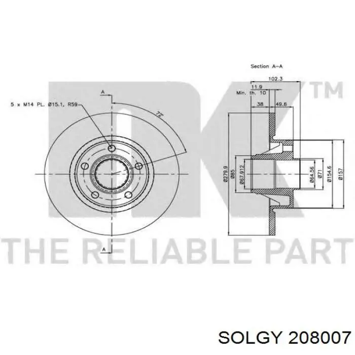 208007 Solgy Дисковый тормоз
