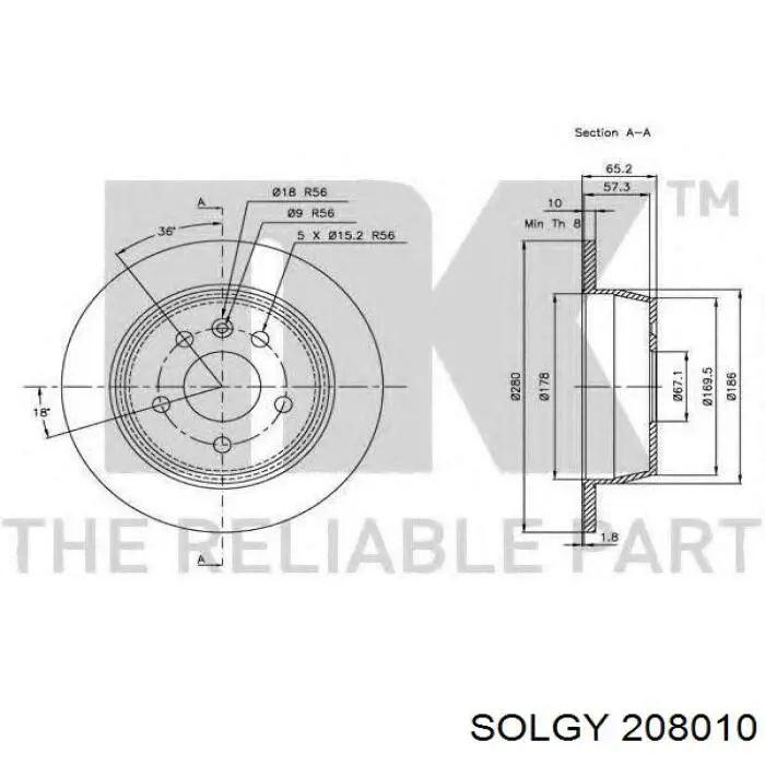Задний тормозной диск Solgy 208010 цена, от 22.39 USD