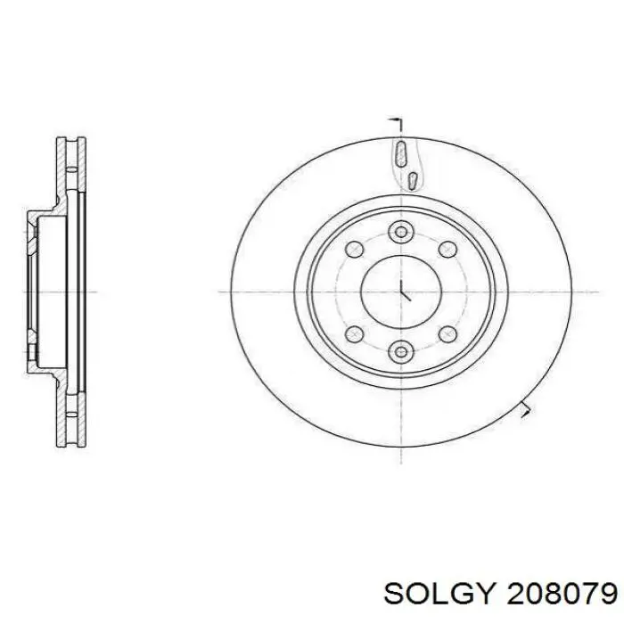 Диск гальмівний передній 208079 Solgy