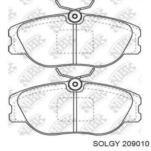 209010 Solgy колодки тормозные передние дисковые