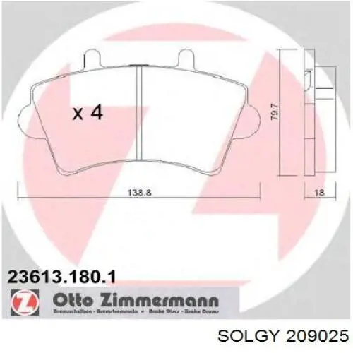 209025 Solgy Колодки передние