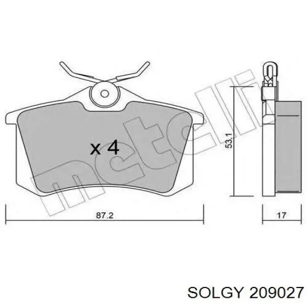 Pastillas de freno traseras 209027 Solgy