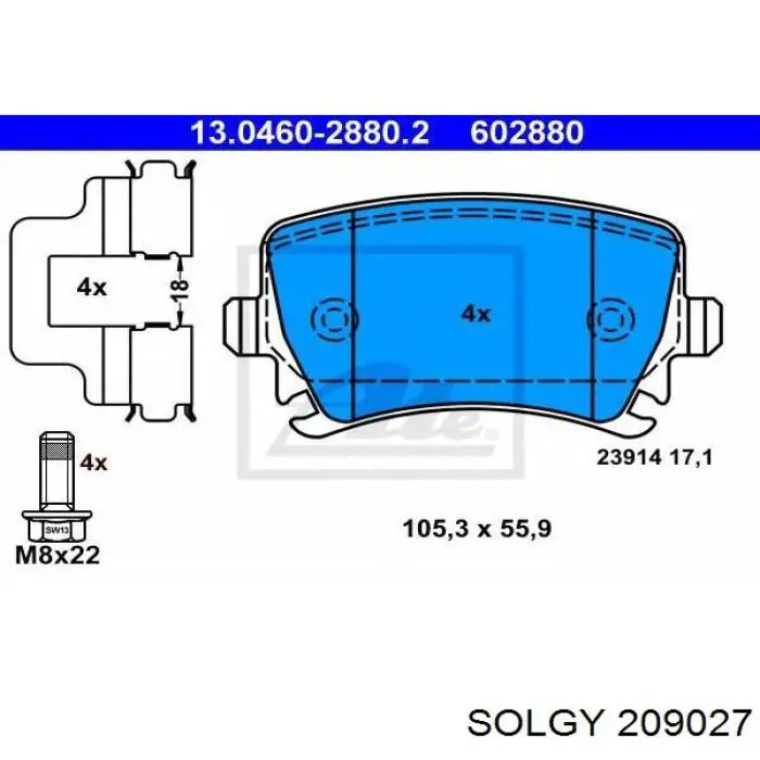 Купить 209027 Solgy Колодки тормозные задние, дисковые