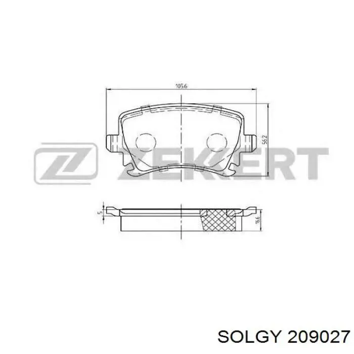 Задние тормозные колодки 209027 Solgy