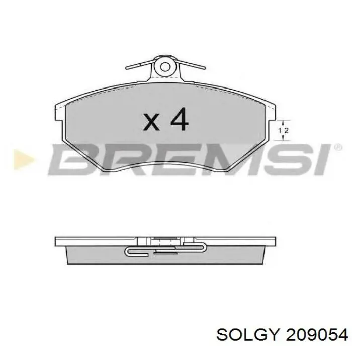 209054 Solgy колодки тормозные передние дисковые
