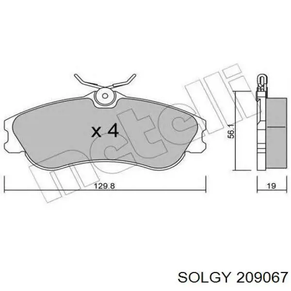 209067 Solgy передние тормозные колодки
