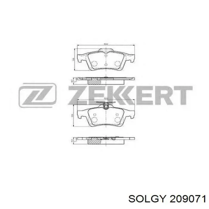 209071 Solgy sapatas do freio traseiras de disco